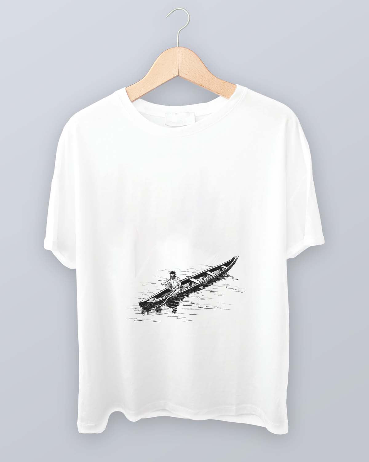 Fisherman- Unisex basic White T-shirt (Indian Sketcherman Printed Tshirt)