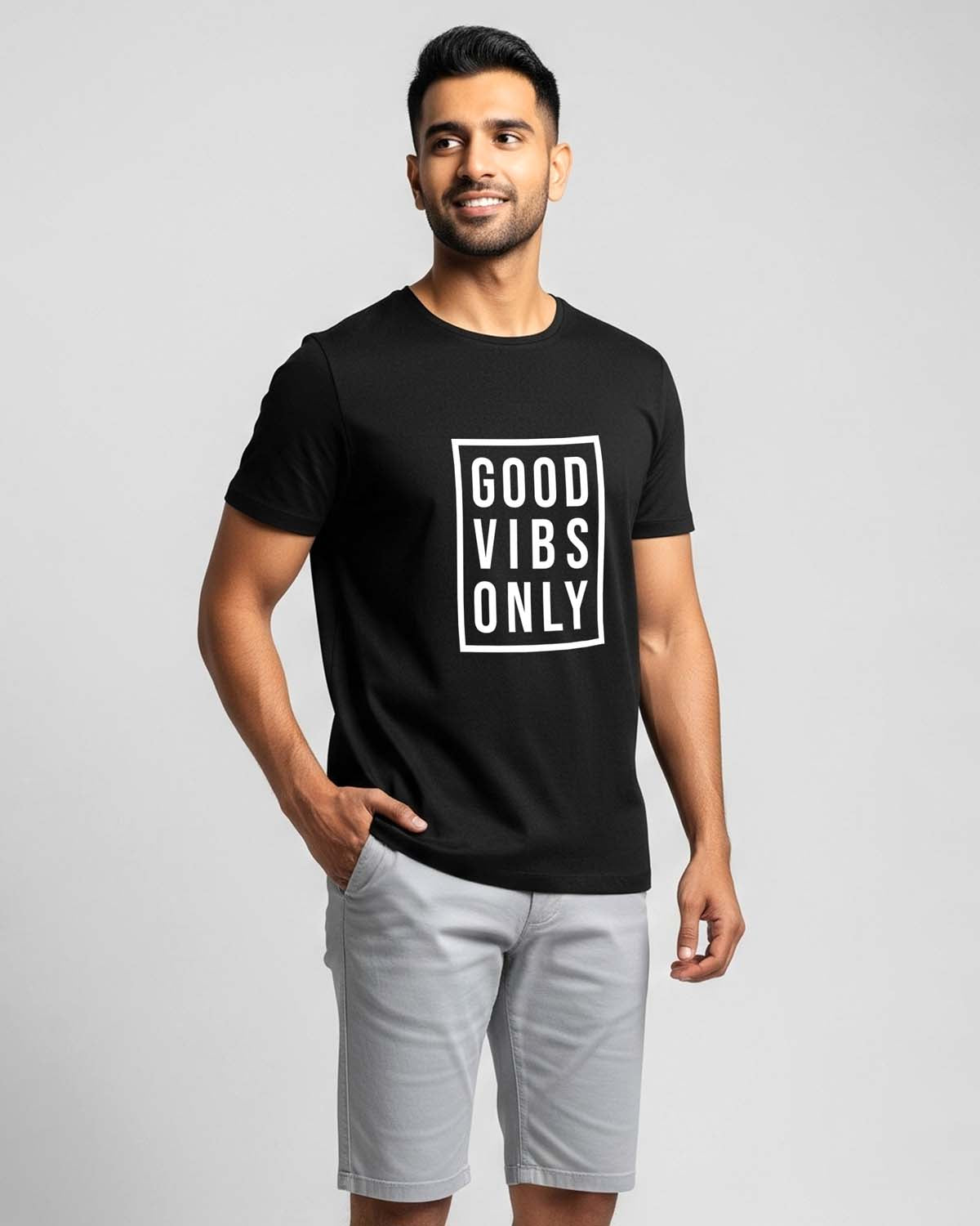 Good Vibes- Unisex basic Black T-shirt (Graphic printed)