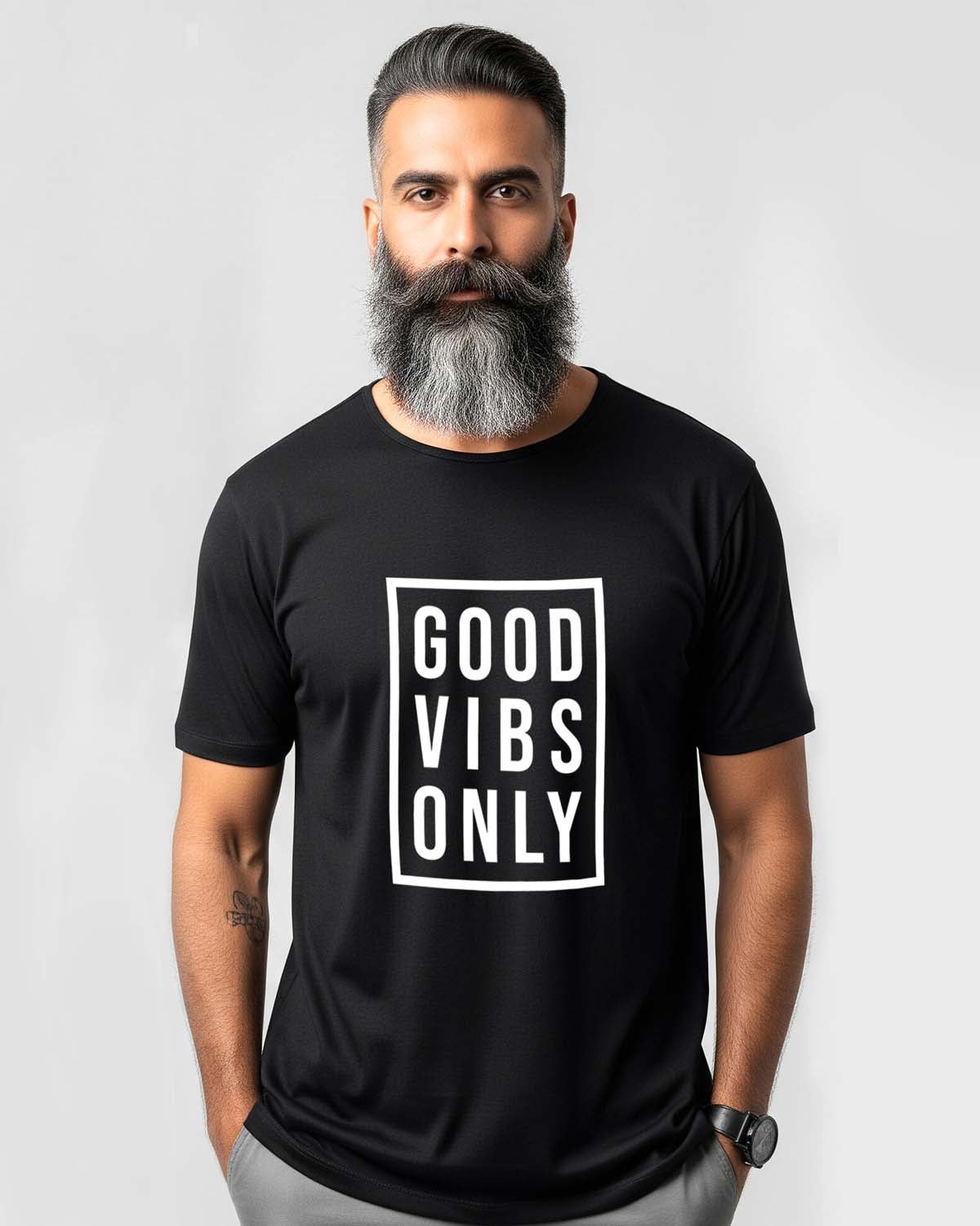 Good Vibes- Unisex basic Black T-shirt (Graphic printed)
