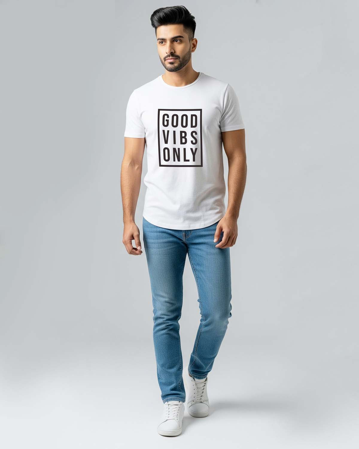 Good Vibes- Unisex basic White T-shirt (Indian Sketcherman Printed Tshirt)