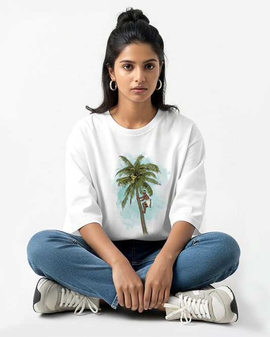 Coconut Tree- Unisex Terry Oversized Tee (Graphic Printed Tshirt)