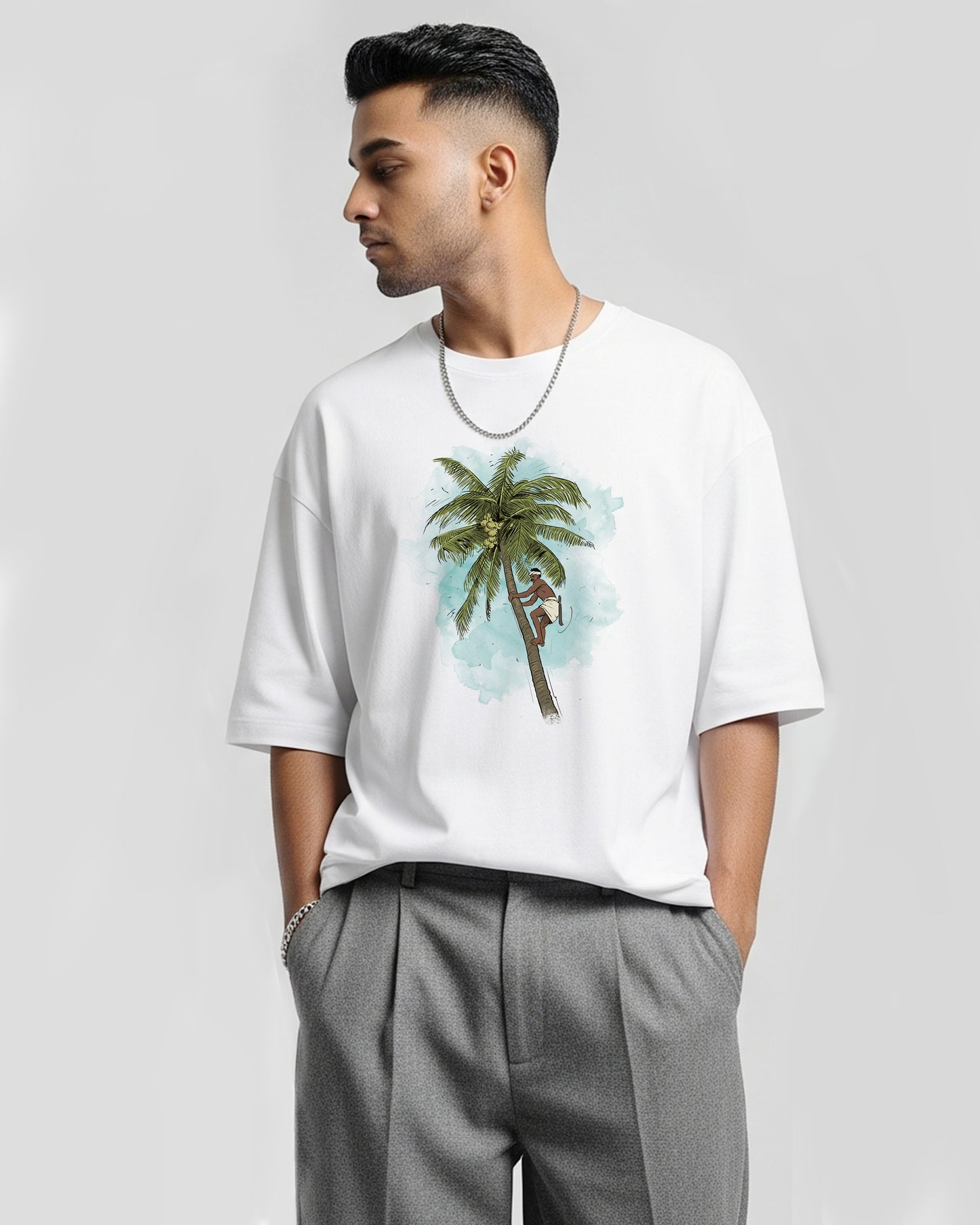 Coconut Tree- Unisex Terry Oversized Tee (Graphic Printed Tshirt)