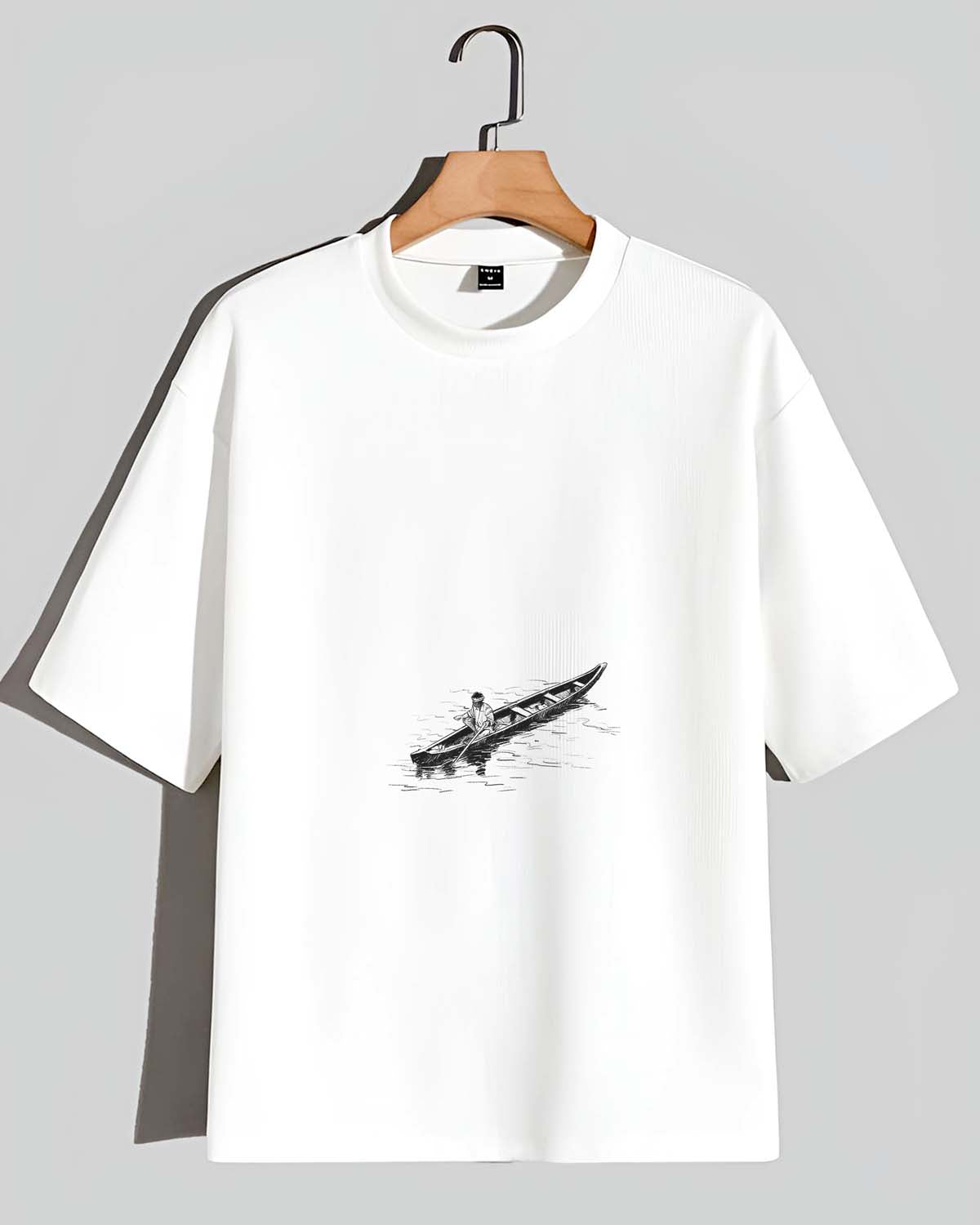 Fisherman- Unisex Terry Oversized White Tee (Graphic Printed Tshirt)