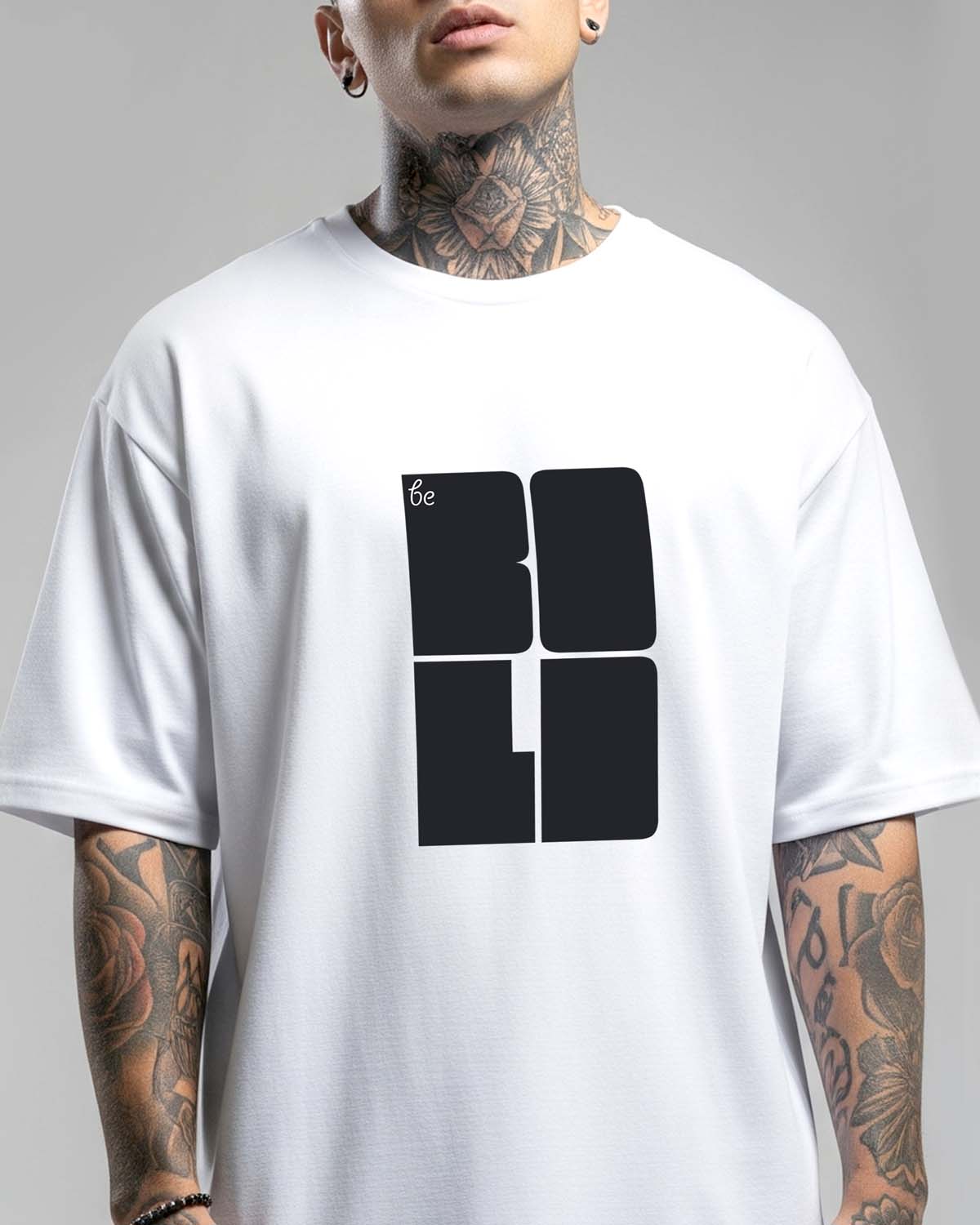 Be Bold- Unisex Terry Oversized White Tee (Graphic Printed Tshirt)