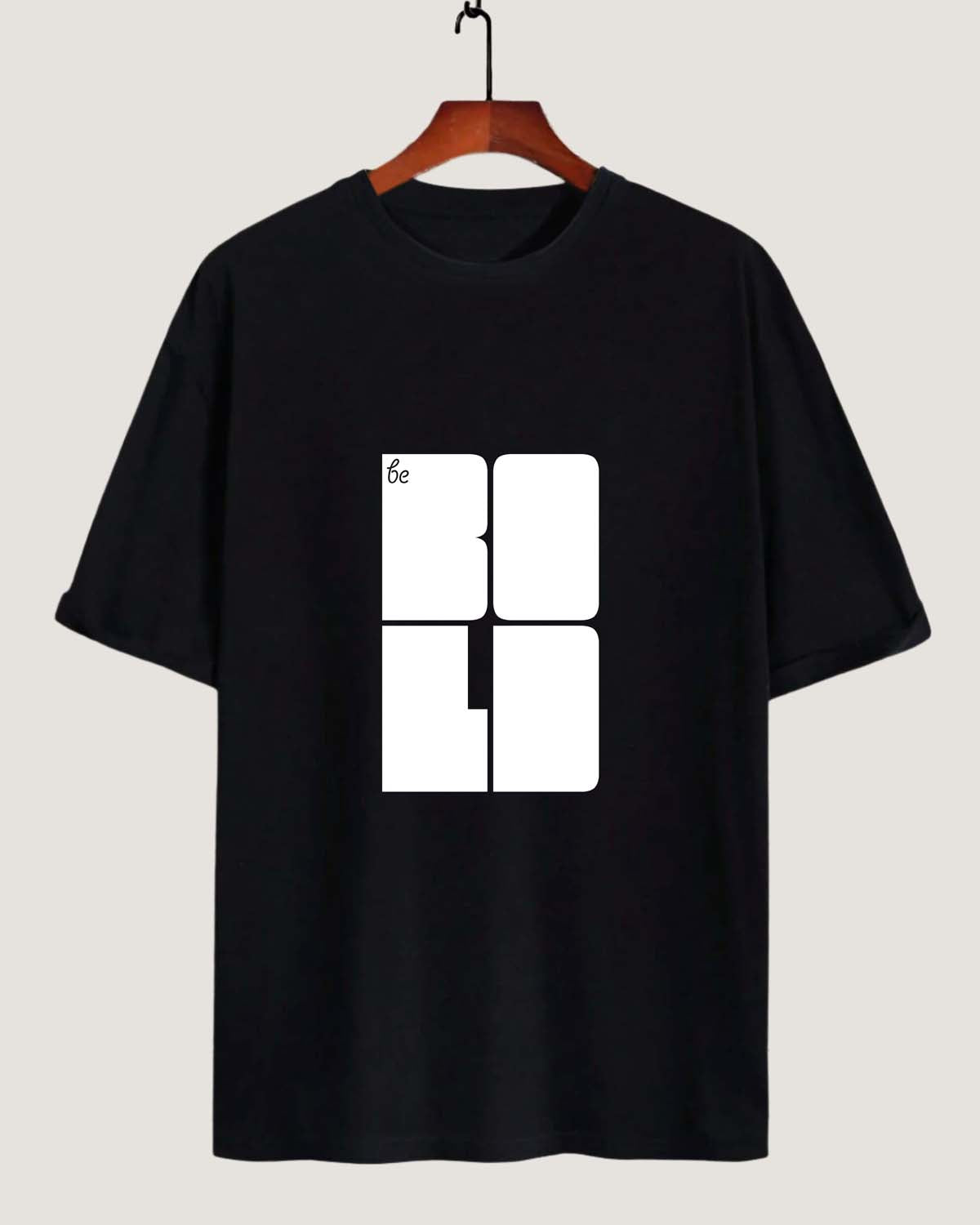 Be Bold- Unisex Terry Oversized Black Tee (Graphic Printed T-shirt)