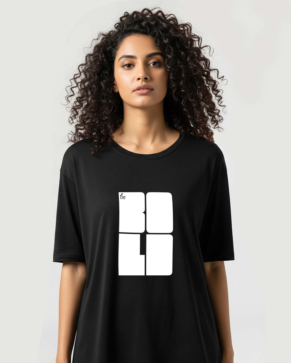 Be Bold- Unisex Terry Oversized Black Tee (Graphic Printed T-shirt)