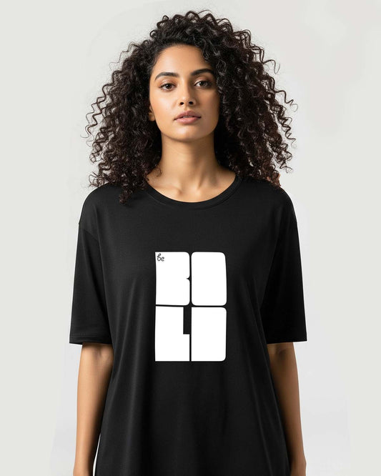 Be Bold- Unisex Terry Oversized Black Tee (Graphic Printed T-shirt)