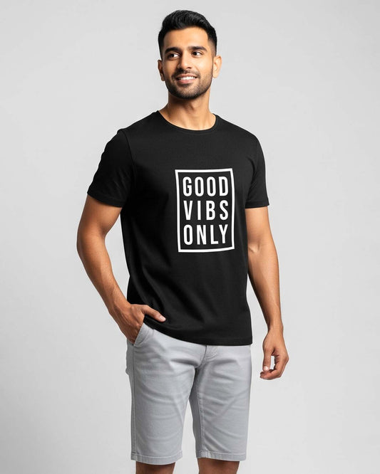 Good Vibes- Unisex basic Black T-shirt (Graphic printed)