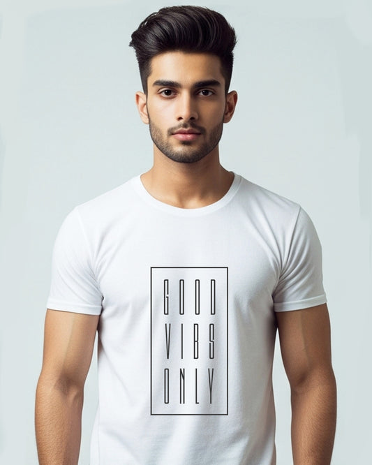 Good Vibes- Unisex basic White T-shirt (Indian Sketcherman Printed Tshirt)