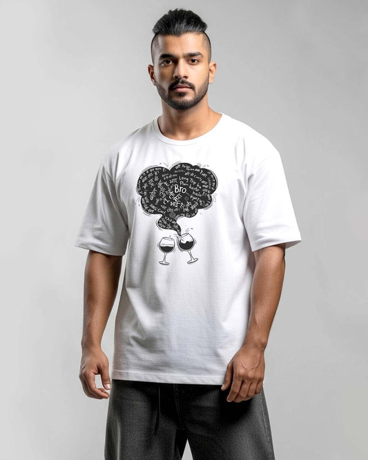 Bro...- Unisex Terry Oversized White Tee (Graphic printed)