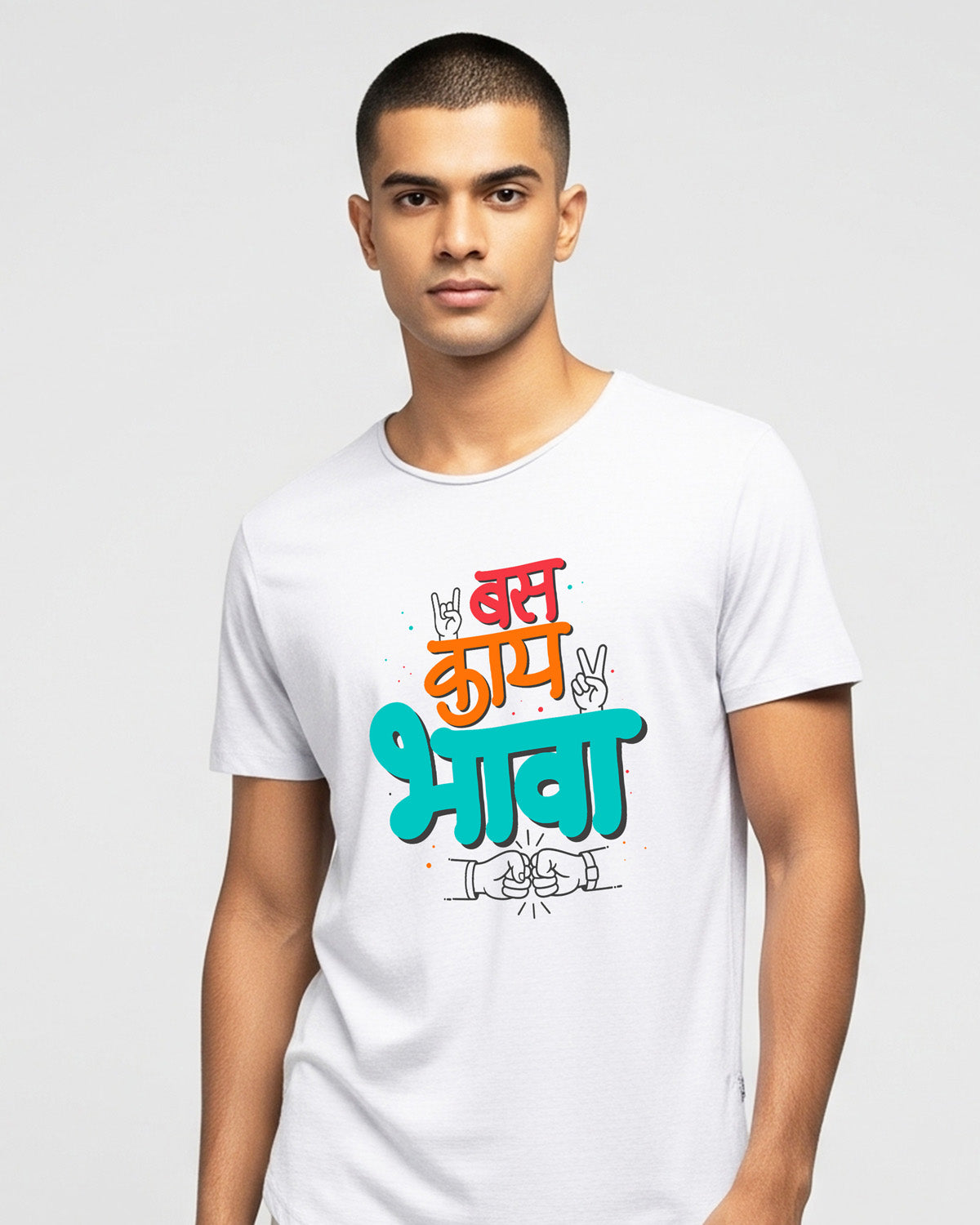 Bas kaay bhawa- Unisex basic White T-shirt (Graphic printed)