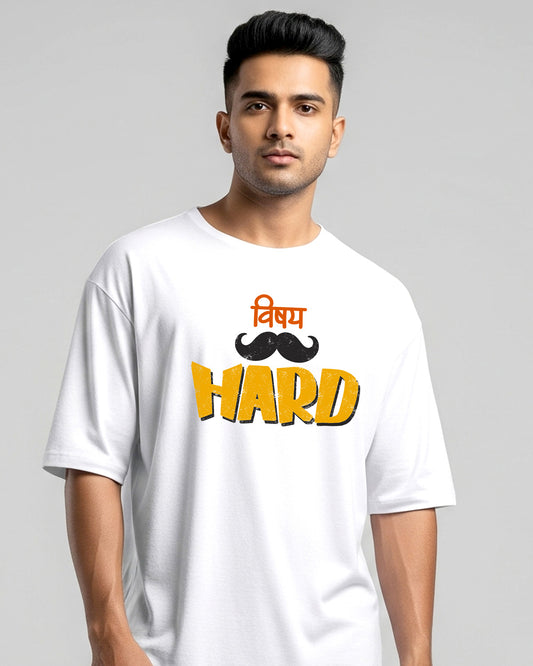 Vishay hard- Unisex Oversized Classic White T-Shirt (Graphic printed)