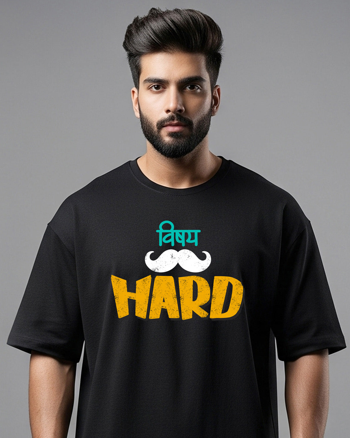 Vishay hard- Unisex Oversized Classic Black T-Shirt (Graphic printed)