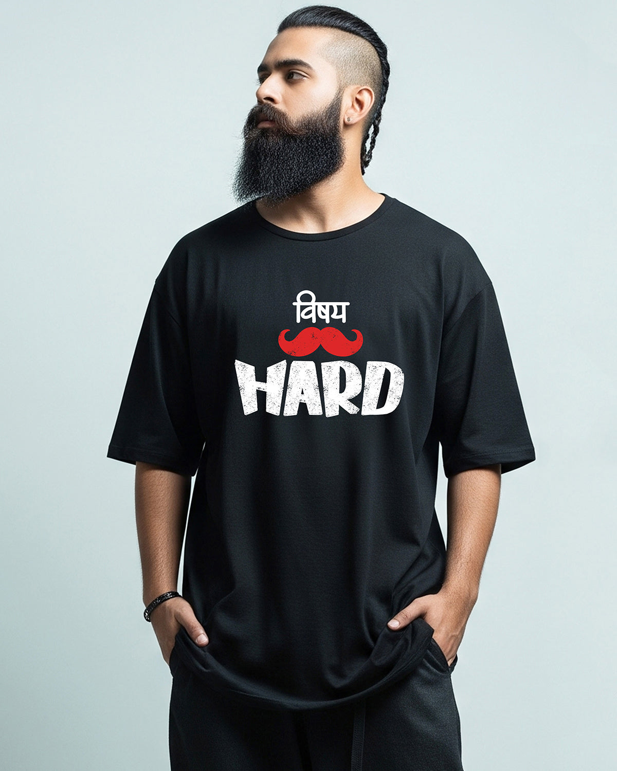 Vishay hard- Unisex Oversized Classic Black T-Shirt (Graphic printed)